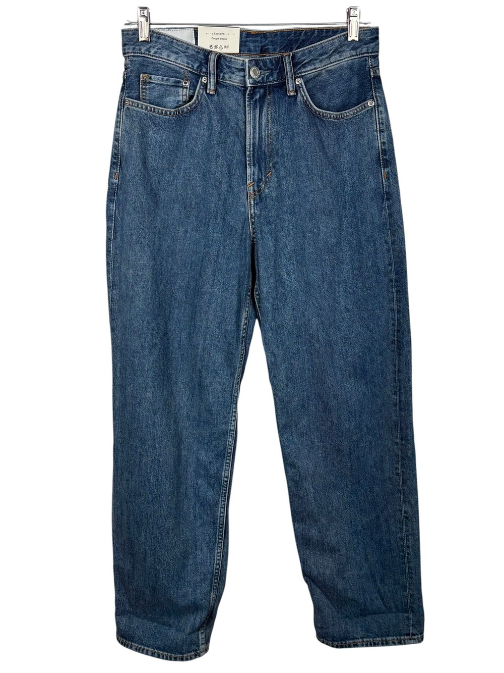 H&M Men's Loose Fit Medium Wash Rigid Denim Vintage Look Jeans Baggy Retro Y2K